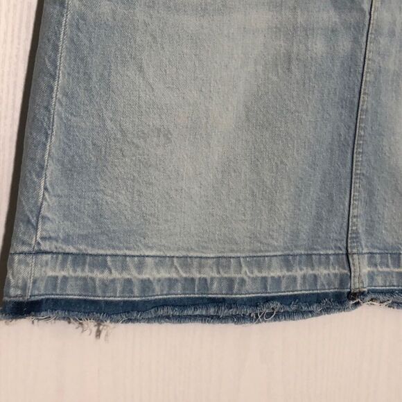Loft Skirt Womens 4 Light Wash Frayed Hem Denim Knee Length Released Hem A Line - Picture 4 of 10